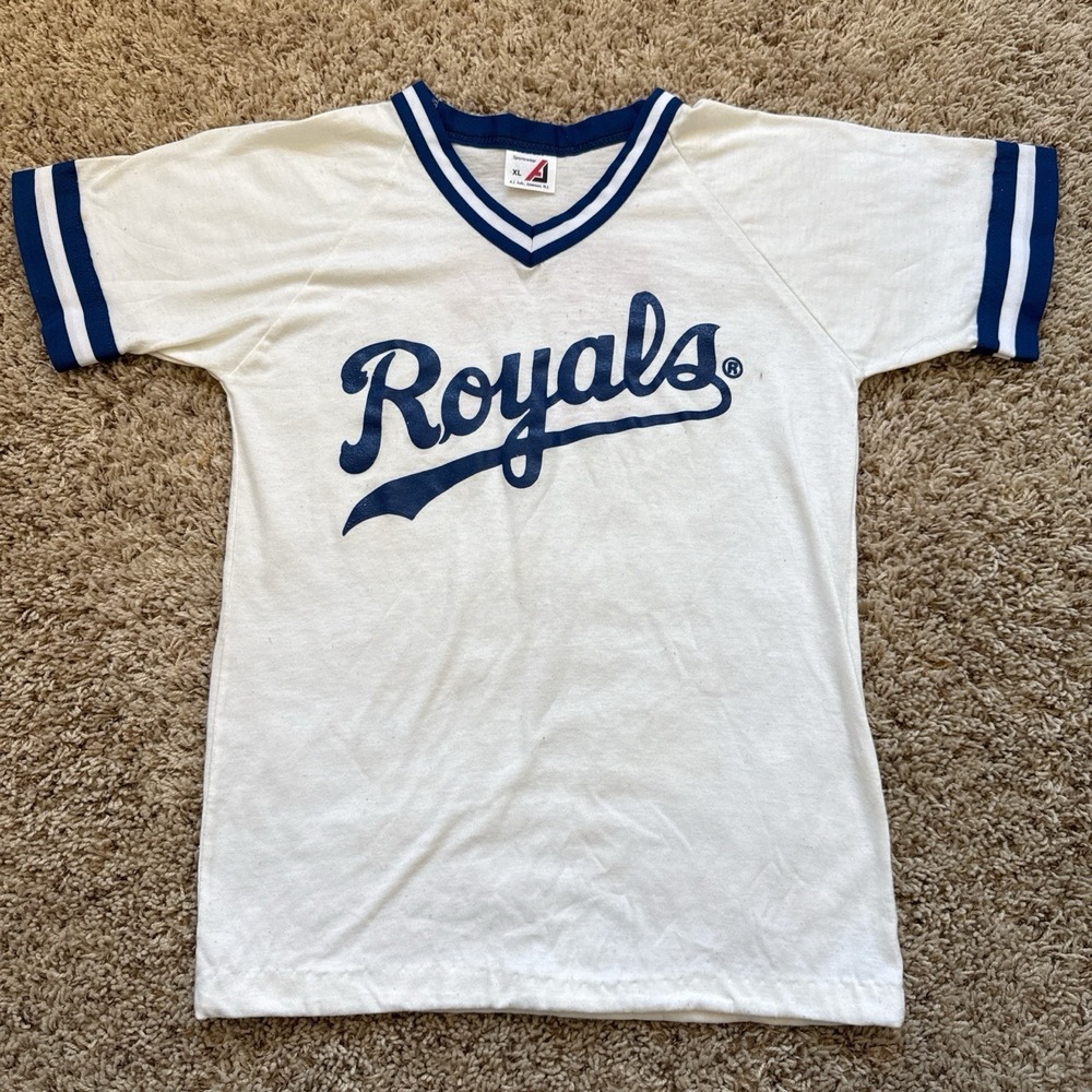 80s vintage Kansas City Royals baseball shirt collab with Coca-Cola, V-neck XS/S